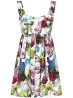 Dolce & Gabbana floral-print corset cotton minidress - Blanc