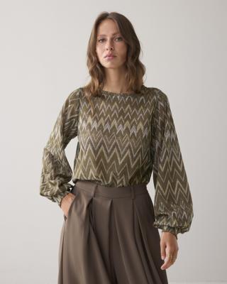 Summum Top Long Sleeve Zig Zag Lurex 3s5178-30718 T-shirt Lange Mouw 655 Dark Camo