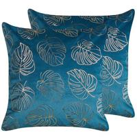 Beliani-DELICIOSA-Sierkussen set van 2-Blauw-45 x 45 cm-Fluweel - thumbnail