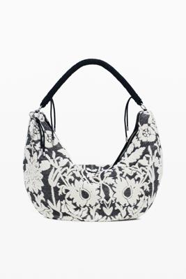 Grote bloemen tas - BLACK - U