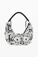 Grote bloemen tas - BLACK - U