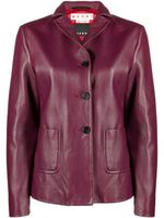 Marni veste boutonnée en cuir à col v - Violet