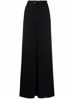 Moschino pantalon évasé à taille haute - Noir