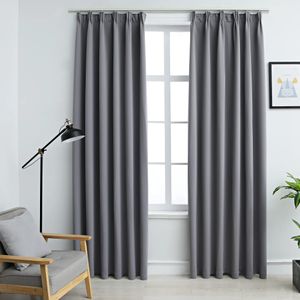 VidaXL Gordijnen verduisterend met haken 2 st 140x175 cm grijs