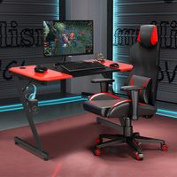 Z-Vormige Gamingtafel Computerbureau PC-Tafel met Bekerhouder Koptelefoonhaak Luidsprekerstandaard Bureau 120x60x76cm Z-Vormige Gamingtafel Computerbureau PC-Tafel met Bekerhouder Koptelefoonhaak Luidsprekerstandaard Bureau 120x60x76cm