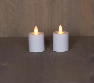 Anna&apos;s Collection LED votief kaars flame effect set 8x4.5cm wit 2 stuks