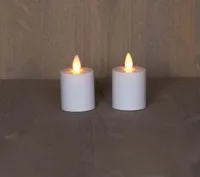 Anna&apos;s Collection LED votief kaars flame effect set 8x4.5cm wit 2 stuks