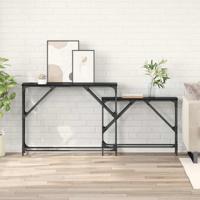 Wandtafel 2 pcs Zwart Eiken 100 x 28 x 75 cm Bewerkt hout