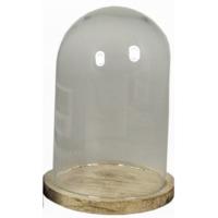 Sier stolp op houten plateau - decoratie stolp - 22 cm - Home Deco stolpen