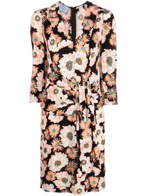 Prada Pre-Owned robe portefeuille à fleurs (années 2000) - Noir