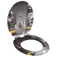 The Living Store Toiletbril New York - MDF - 42.5 x 35.8 cm - Soft-close - Chroom-zinklegering-scharnieren - thumbnail