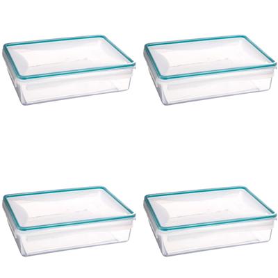 5Five Vershoudbakje met deksel - 4x - kunststof - luchtdicht - 25 x 18 x 7 cm - 2200 ml