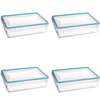 5Five Vershoudbakje met deksel - 4x - kunststof - luchtdicht - 25 x 18 x 7 cm - 2200 ml