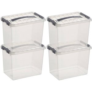 4x Kunststof stapelbare opbergbak 9 liter 30 x 20 x 22 cm - Opbergbox