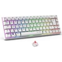 Draadloos gamingtoetsenbord - De G-Lab - KEYZ TITAN - Mechanisch (rode schakelaar) - Azerty - Drievoudige modus - RGB - Wit
