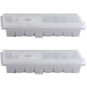 3x stuks ijsblokjes maken houders transparant met deksel 26 x 11 cm
