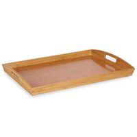 Rechthoekige bamboe houten dienblad met handvaten 58 x 38 x 6 cm