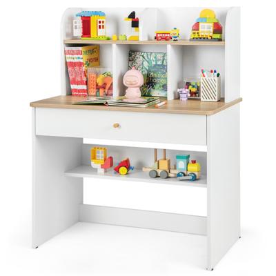 Houten Studiebureau voor Kinderen Klein Bureau met Hok en 1 Lade Opbergplank Bureau voor Studenten om te Lezen Studeren Tekenen