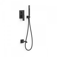 Badkraan Inbouw Tres Cuadro Exclusive met Handdoucheset, Wanduitloop en Mengkraan Mat Zwart