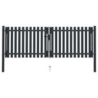 Dubbele poort met deur staal 300x125 cm antraciet