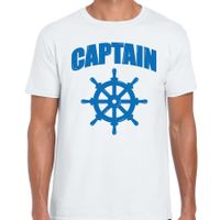 Captain / kapitein met roer/stuur verkleed t-shirt wit voor heren
