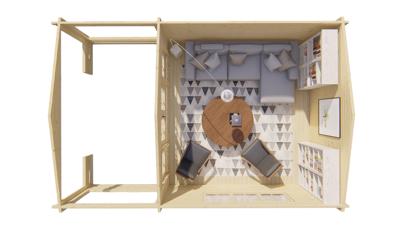 Blokhut - Tuinhuis Ipswich | 58 mm | vuren grijs geïmpregneerd