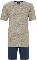 Heren shortama bladeren karamel