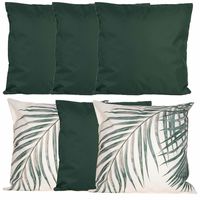 Bank/tuin kussens set - voor binnen/buiten - 6x stuks - groen/palm print - 45 x 45 cm - thumbnail