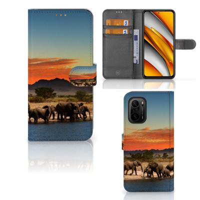 Poco F3 | Xiaomi Mi 11i | Telefoonhoesje | Met pasjeshouder | Olifanten