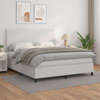 Boxspring met matras kunstleer wit 160x200 cm