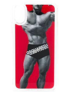 DSQUARED2 coque iPhone X happy leaf logo boxers - Rouge