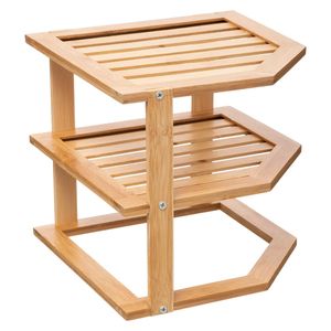 Keukenrek/opbergrek/aanrecht organizer - 26 x 23 x 26 cm - bamboe hout