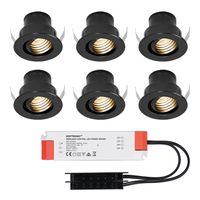 Set van 6 12V 3W - Mini LED Inbouwspot - Zwart - Kantelbaar & verzonken - Verandaverlichting - IP44 voor buiten - 2700K - Warm wit - thumbnail