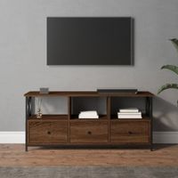 Tv-meubel 102x33x45 cm bewerkt hout en ijzer bruineikenkleurig