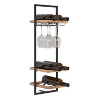 Wandplank Winemate D (6fles/4glas) | Hout  | Eikenhout | Lichtbruin Zwart - thumbnail