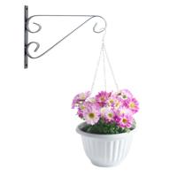 Hangpot + Muurhaak Imola - wit - D20 cm - kunststof - metaal - tuinaccessoires