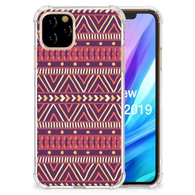 Apple iPhone 11 Pro Doorzichtige Silicone Hoesje Aztec Paars Apple iPhone 11 Pro Doorzichtige Silicone Hoesje Aztec Paars