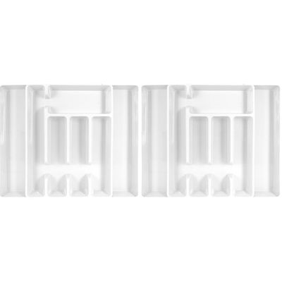 Set van 2x stuks uitschuifbare bestekbakken/bestekhouders wit 44 cm
