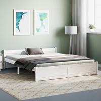 Bedframe massief hout wit 160x200 cm