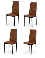 Viking Choice  Eetkamerstoelen set van 4 stuks ECO-leer bruin & zwart metalen frame - thumbnail