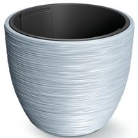 Plantenpot/bloempot Furu Stripes - buiten/binnen - kunststof - lichtgrijs - D35 x H35 cm