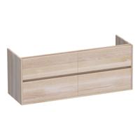 Brauer Adore - Onderkast - 140 cm - met 4 Softclose Lades Greeploos en 2 Sifon Uitsparingen - Lamellen Eiken Wit