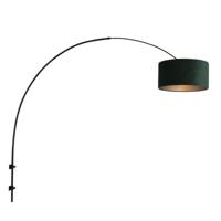 Steinhauer Wand BooglampSparkled zwart met groen velourse kap - 8139ZW