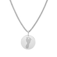 Gepersonaliseerde 1 hand- of voetafdruk ketting - Stainless steel - Zilver - Rond 15 mm - Voetafdruk