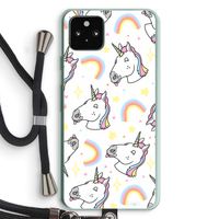 Rainbow Unicorn: Pixel 5a 5G Transparant Hoesje met koord