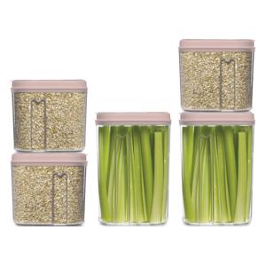 Voedselcontainers set - 5 stuks - licht roze - 1500ml en 1000ml - kunststof - voorraadpot/strooibus