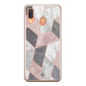 Samsung Galaxy A40 siliconen telefoonhoesje - Stone grid