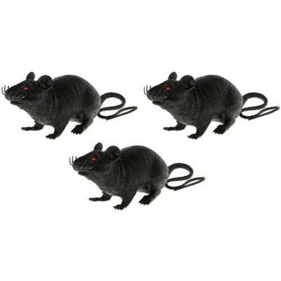 Horror decoratie rat - 1x - zwart - 22 cm - Halloween versiering - Plastic ratten enge decoratie die