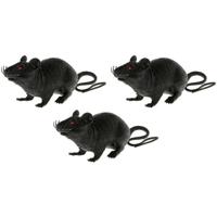 Horror decoratie rat - 1x - zwart - 22 cm - Halloween versiering - Plastic ratten enge decoratie die Horror decoratie rat - 1x - zwart - 22 cm - Halloween versiering - Plastic ratten enge decoratie die
