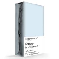 Topper Hoeslaken Katoen Romanette Blauw-90 x 200 cm - thumbnail